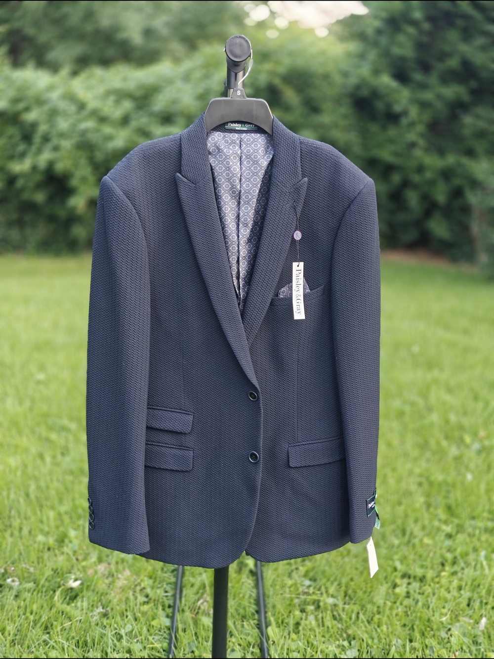 Paisley & Gray Navy Textured Two-Button Sport Coat